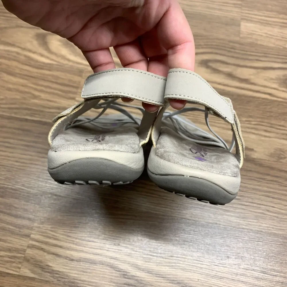 Skechers Memory Foam Womens Size‎ 7 Beige Sandals Straps Casual Shoes